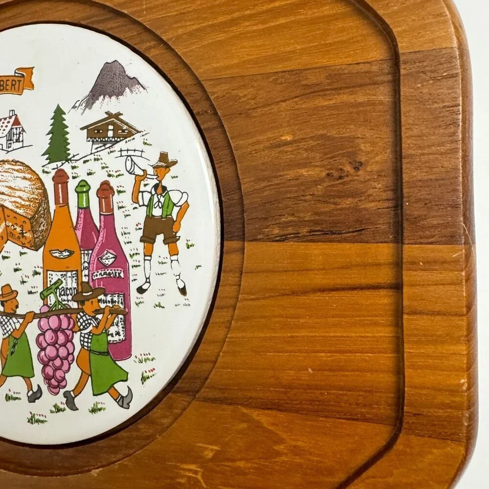 Vtg Octagonal  Cheese Server Tray 12